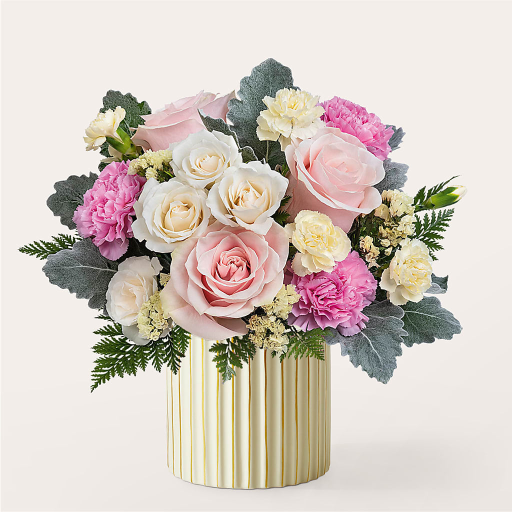 Blissful Moments Bouquet with Ivory Vase – MOSS & CO, Watkinsville GA