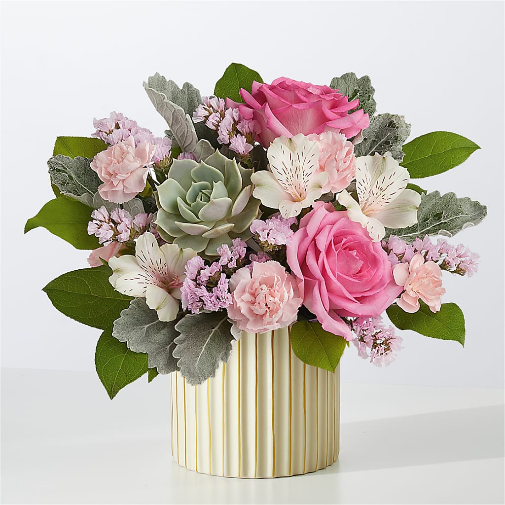 Dusty Rose Bouquet with Ivory Vase – MOSS & CO, Watkinsville GA