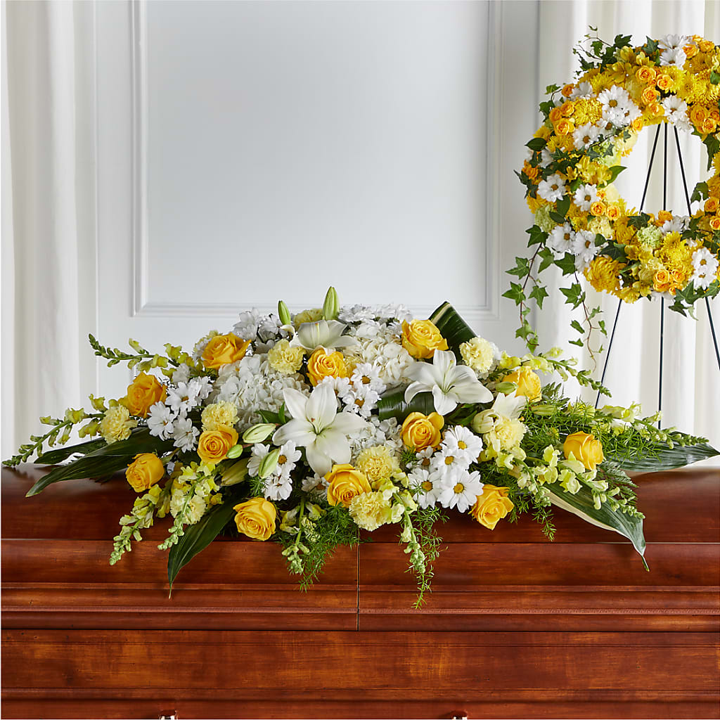 Golden Harmony Casket Spray – MOSS & CO, Watkinsville GA