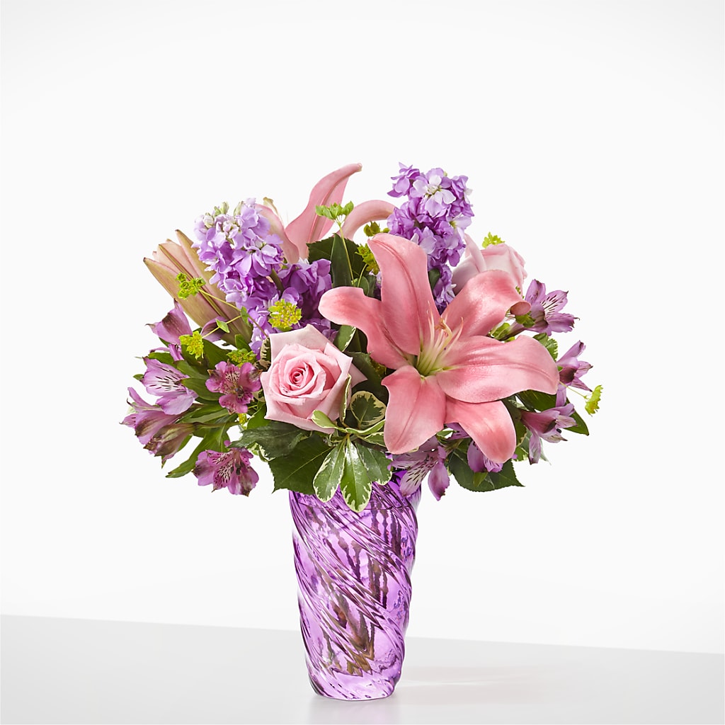 Precious Petals Bouquet with Luxe Swirl Vase – MOSS & CO, Watkinsville GA