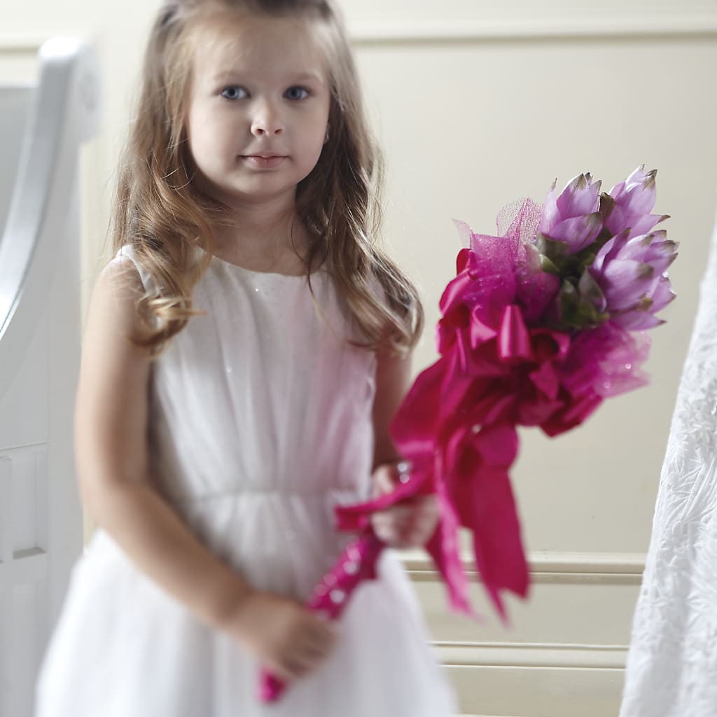 Sparkle Pink Flower Girl Bouquet – MOSS & CO, Watkinsville GA