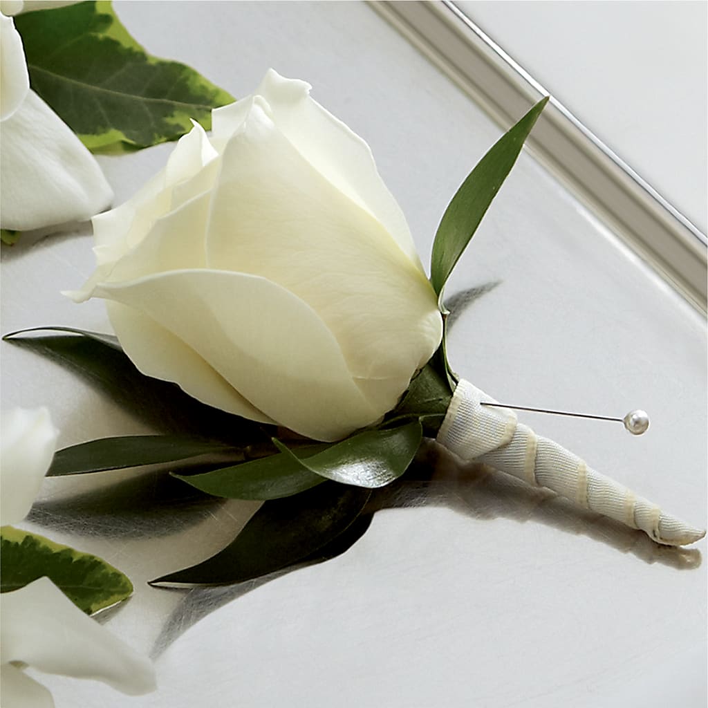 White Rose Boutonniere – MOSS & CO, Watkinsville GA