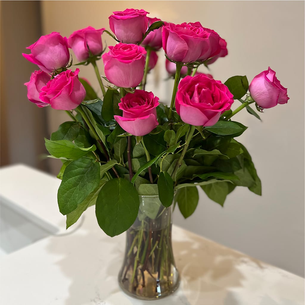 Long Stem Pink Rose Bouquet – MOSS & CO, Watkinsville GA