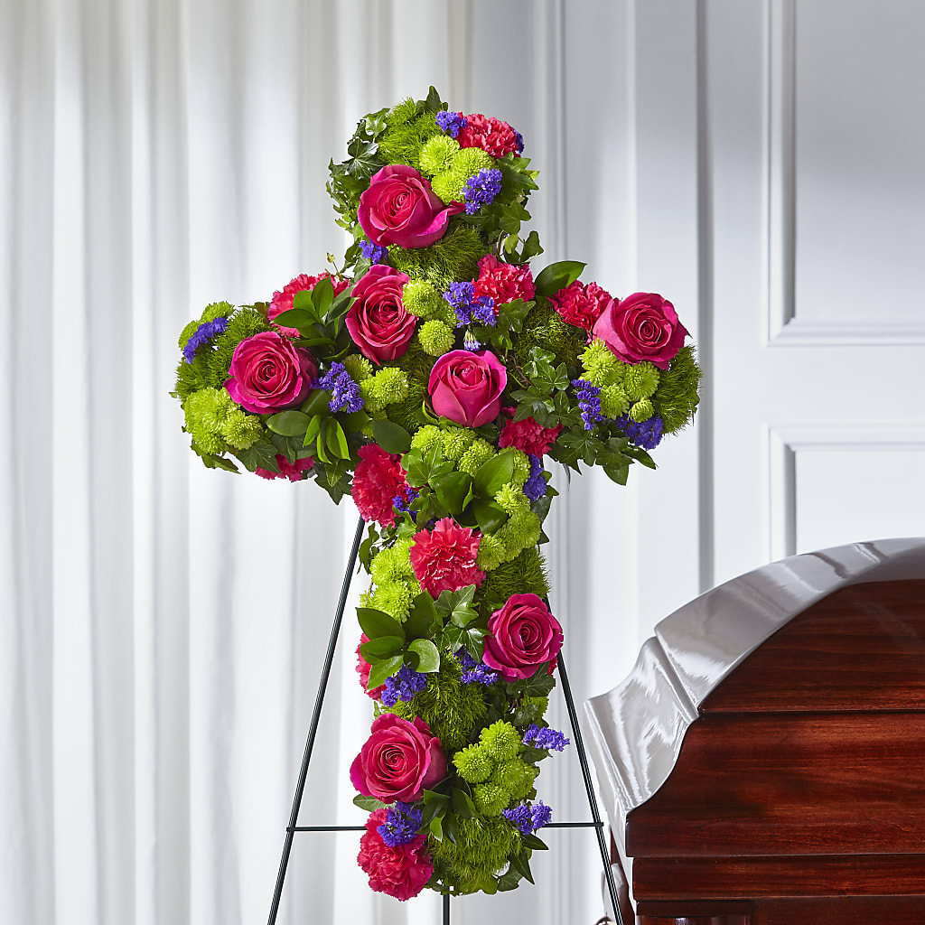 Tribute Rose Floral Cross – MOSS & CO, Watkinsville GA