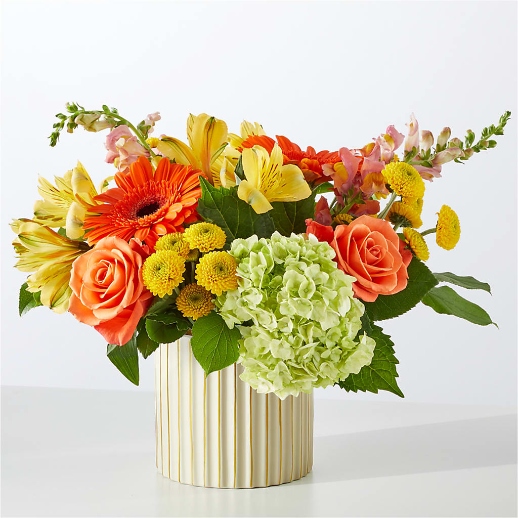 Autumn Sunshine Bouquet with Ivory Vase – MOSS & CO, Watkinsville GA
