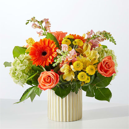 Autumn Sunshine Bouquet with Ivory Vase – MOSS & CO, Watkinsville GA