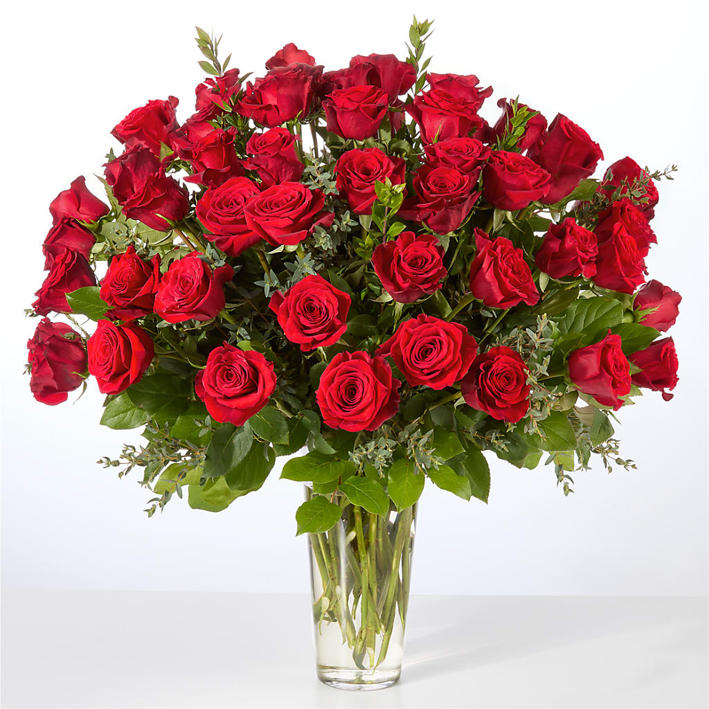 Forever Yours Fifty Stem Red Rose Bouquet – MOSS & CO, Watkinsville GA