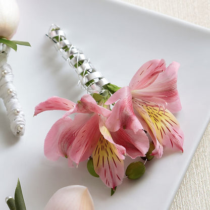 Pink Peruvian Lily Boutonniere – MOSS & CO, Watkinsville GA