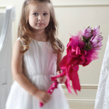 Sparkle Pink Flower Girl Bouquet – MOSS & CO, Watkinsville GA